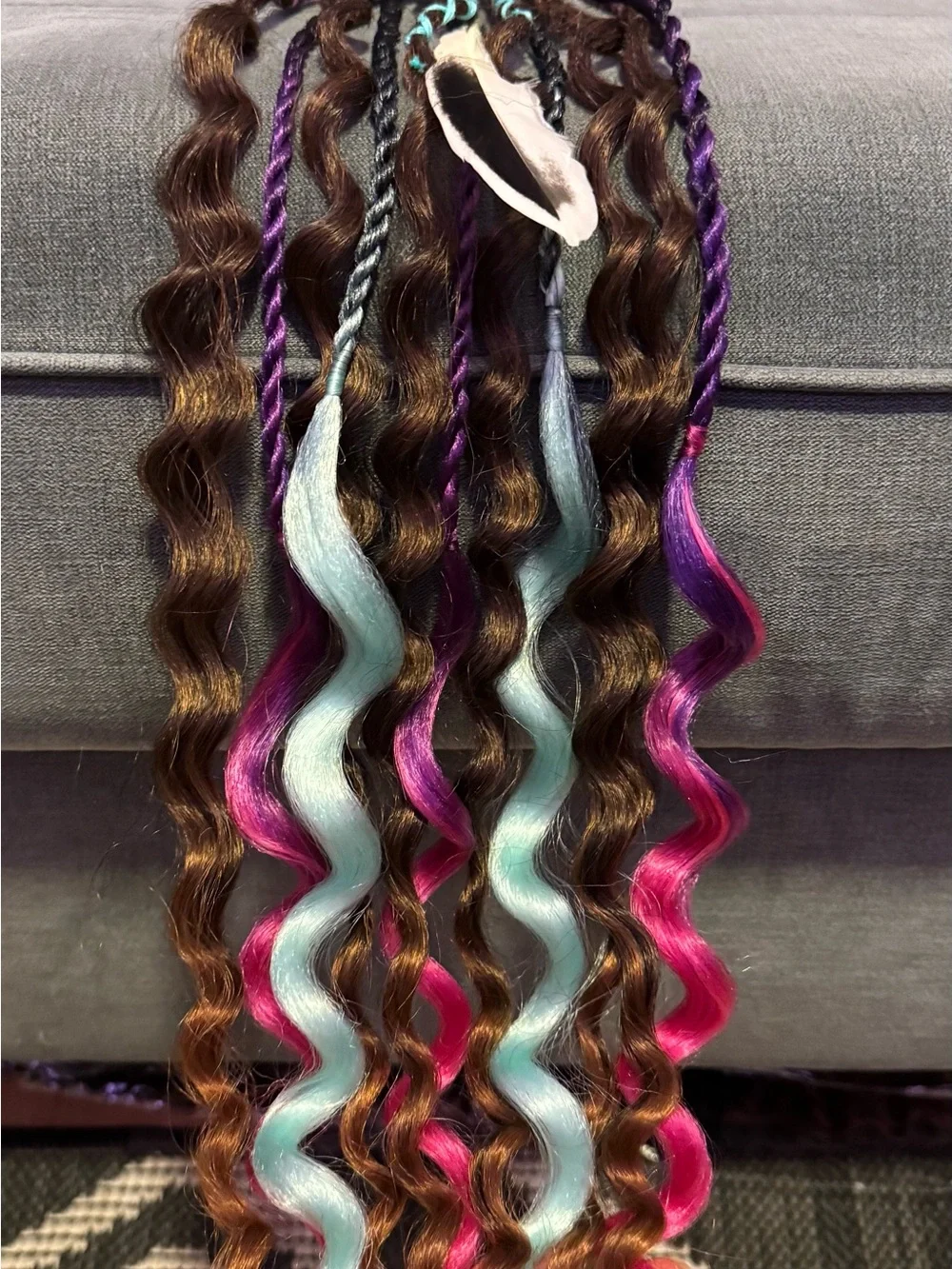 Bright Pink & Aqua Clip-In Hair Accent Extensions for Women